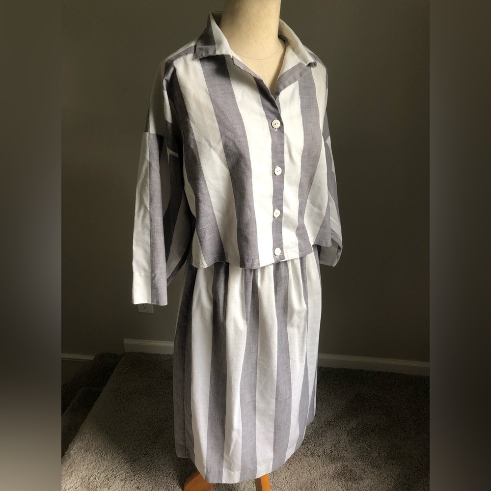 Large Stripe Crop and Skirt Set